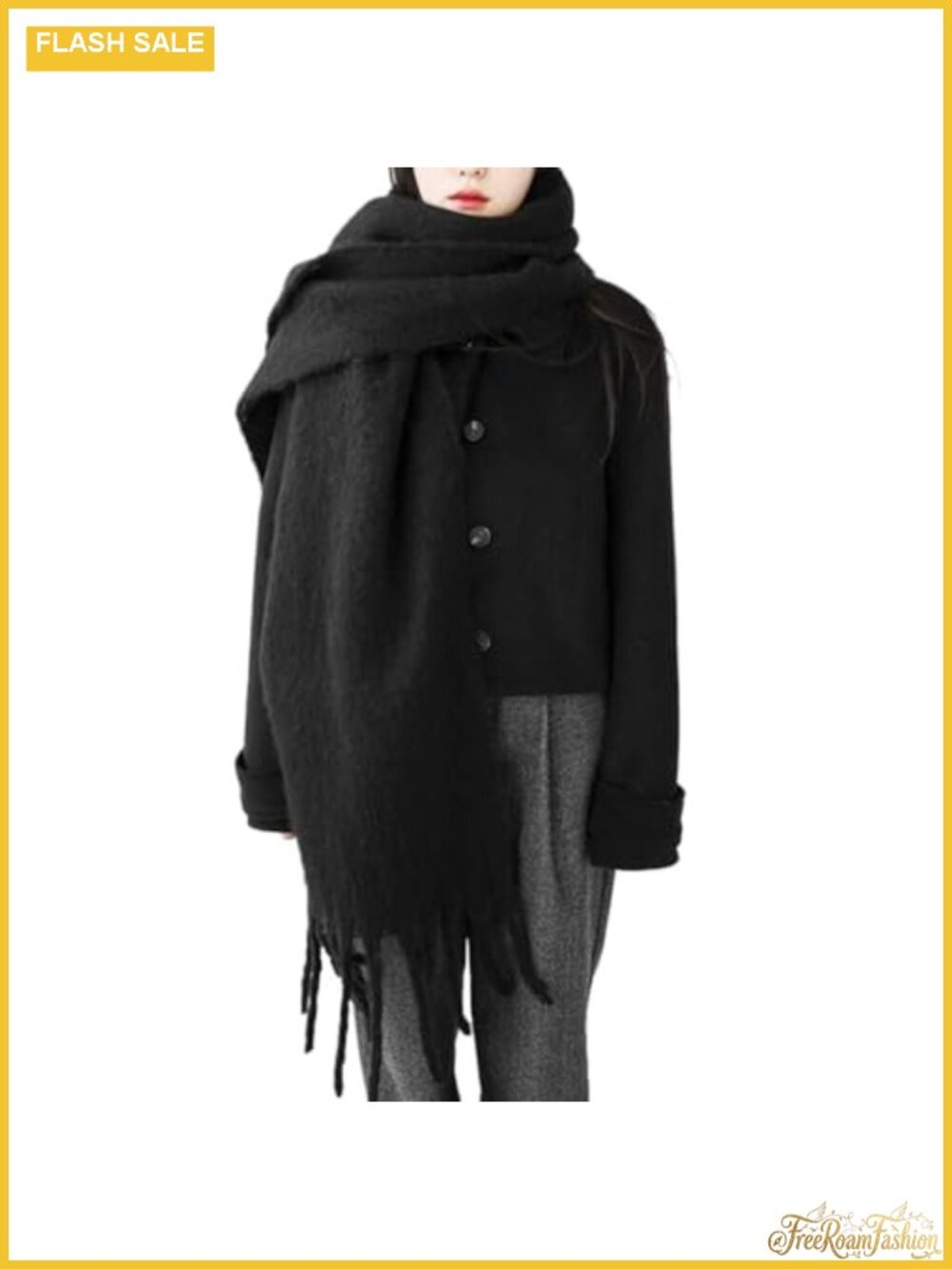Chunky Soft Warm Winter Scarf Pashmina Shawl Wrap Tassel Trimmed Oversized